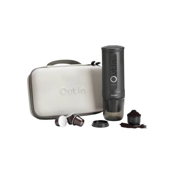 Outin Nano Traveler Espresso presentpaket – rymdgrå från OutIn – köp hos Coffee Friend
