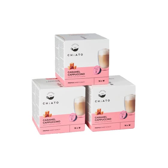 Kaffekapslar kompatibla med NESCAFÉ® Dolce Gusto® CHiATO Caramel Cappuccino, 3 x 16 st. – från Chiato – 162 kr – hos Coffee Friend