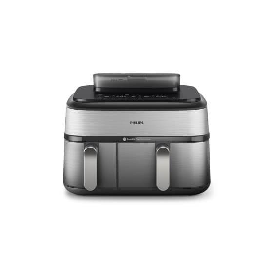 Philips Airfryer Dual Basket 5000 Series NA555/00, med ånga, 9 l - Silver – från Philips – 2380 kr – hos Coffee Friend