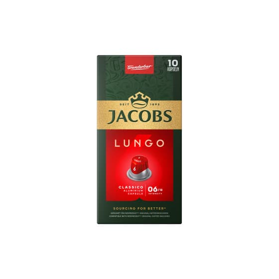 JACOBS Lungo 6 Classico kaffekapslar för Nespresso®-maskiner, 10 st. – från JDE – 32 kr – hos Coffee Friend