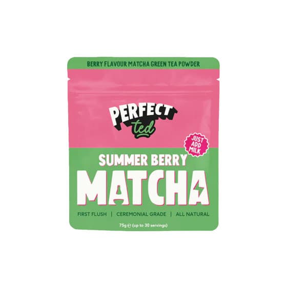 Matcha-te med jordgubbssmak PerfectTed, 75 g – från PerfectTed – 129 kr – hos Coffee Friend