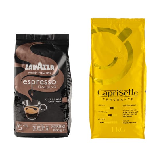 Kaffeebohnen Set Lavazza Espresso Italiano Classico + Caprisette Fragrante, 2 kg – 549 kr – hos Coffee Friend