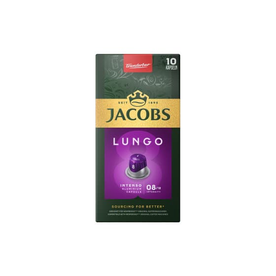 JACOBS Lungo 8 Intenso kaffekapslar för Nespresso®-maskiner, 10 st. – från JDE – 32 kr – hos Coffee Friend