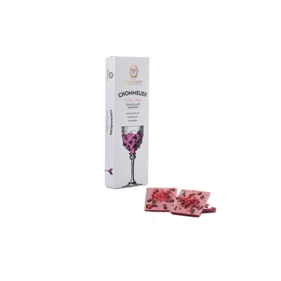 Ruby choklad med granatäpplen och jordgubbsflingor Laurence Chommelier Rose Wine, 100 g – från Laurence – 72 kr – hos Coffee Friend