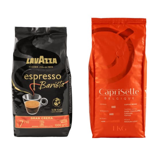 Kaffeebohnen Set Lavazza Espresso Barista Gran Crema + Caprisette Belgique, 2 kg – 549 kr – hos Coffee Friend