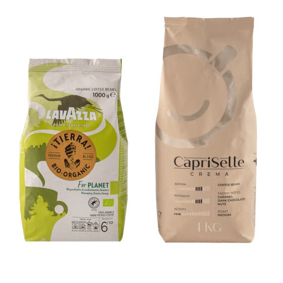 Kaffeebohnen Set Lavazza ¡Tierra! For Planet Bio + Caprisette Crema, 2 kg – 556 kr – hos Coffee Friend