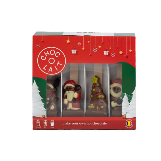 Presentförpackning med varm choklad till jul MoMe Choc-o-lait Spoon+ Christmas, 4 x 43 g från MoMe – köp hos Coffee Friend