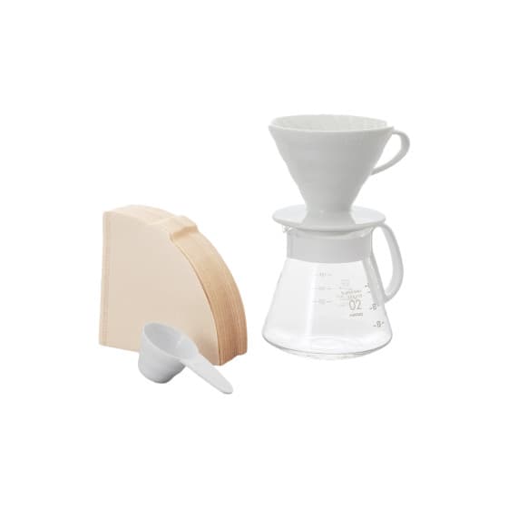 Hario V60 02 Craft Ceramic Dripper Set, Kit för manuell kaffebryggning - Vit från Hario – köp hos Coffee Friend