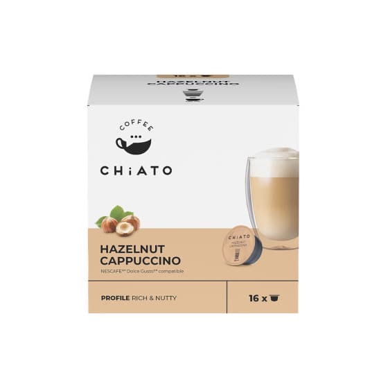 Kaffekapslar kompatibla med NESCAFÉ® Dolce Gusto® CHiATO Hazelnut Cappuccino, 16 st. – från Chiato – 76 kr – hos Coffee Friend