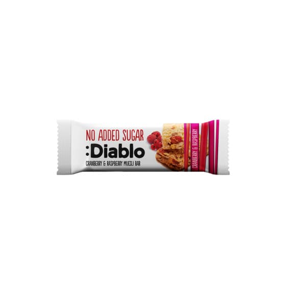 Müslibar utan tillsatt socker Diablo Sugar Free Cranberry &amp; Raspberry, 30 g från Diablo – köp hos Coffee Friend