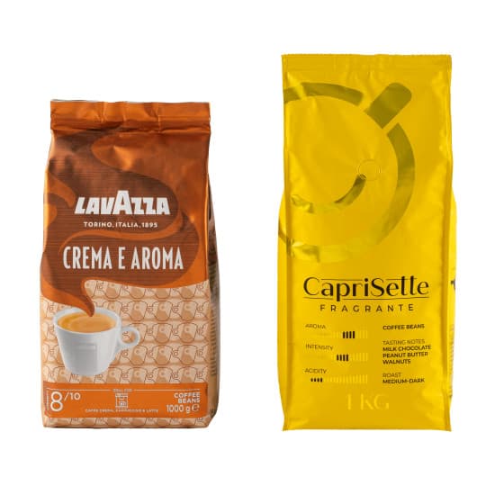 Kaffeebohnen Set Lavazza Crema e Aroma + Caprisette Fragrante, 2 kg – 518 kr – hos Coffee Friend