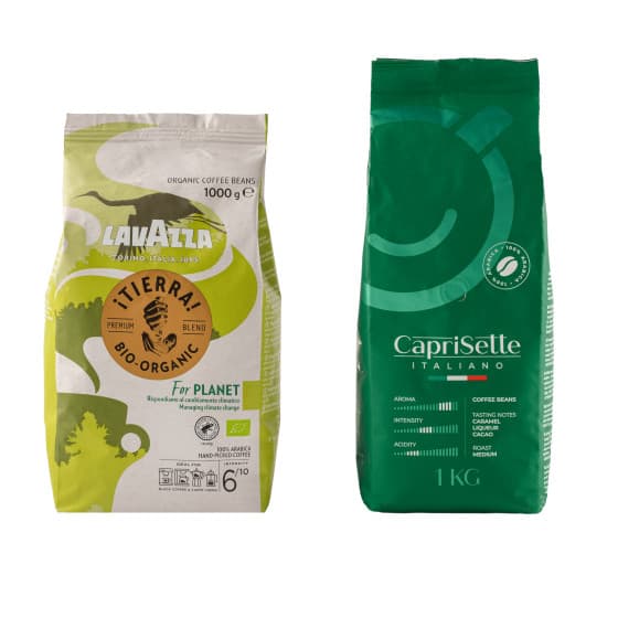 Kaffeebohnen Set Lavazza ¡Tierra! For Planet Bio + Caprisette Italiano, 2 kg – 589 kr – hos Coffee Friend