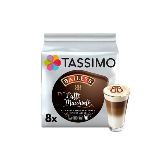 Kaffekapslar Tassimo Latte Macchiato Baileys (kompatibelt med Bosch Tassimo kapselmaskiner), 8+8 st. – från Tassimo – 80 kr – hos Coffee Friend
