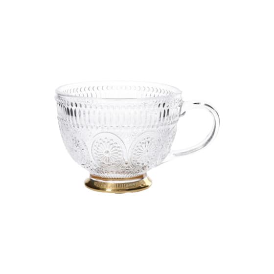 Glaskopp Homla BARREL med mönster och gyllene bas, 360 ml från Homla – köp hos Coffee Friend