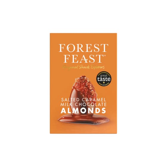 Forest Feast mjölkchokladöverdragna mandlar med saltad karamell i presentförpackning, 140 g från Forest Feast – köp hos Coffee Friend