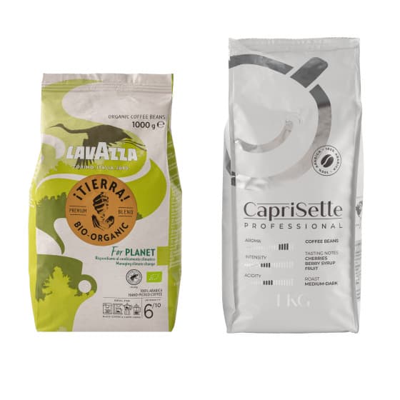 Kaffeebohnen Set Lavazza ¡Tierra! For Planet Bio + Caprisette Professional, 2 kg – 563 kr – hos Coffee Friend