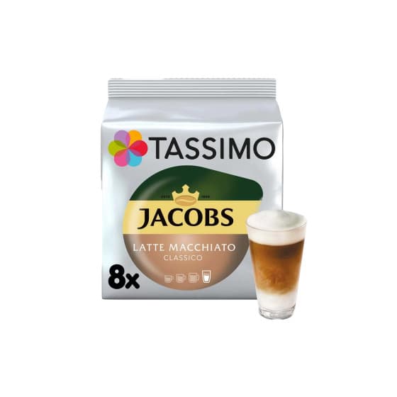 Kaffekapslar Tassimo Latte Macchiato Classico (kompatibla med Bosch Tassimo kapselmaskiner), 8+8 st. – från Tassimo – 80 kr – hos Coffee Friend