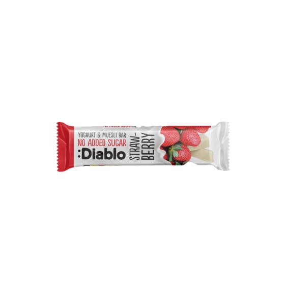 Müslibar med yoghurtöverdrag utan tillsatt socker Diablo Sugar Free Strawberry, 30 g – från Diablo – 15 kr – hos Coffee Friend