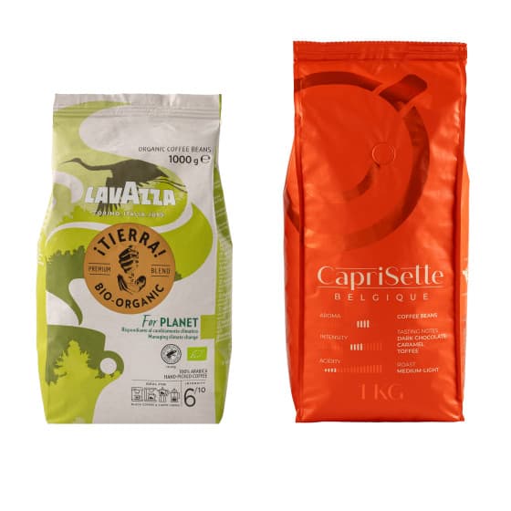 Kaffeebohnen Set Lavazza ¡Tierra! For Planet Bio + Caprisette Belgique, 2 kg – 556 kr – hos Coffee Friend