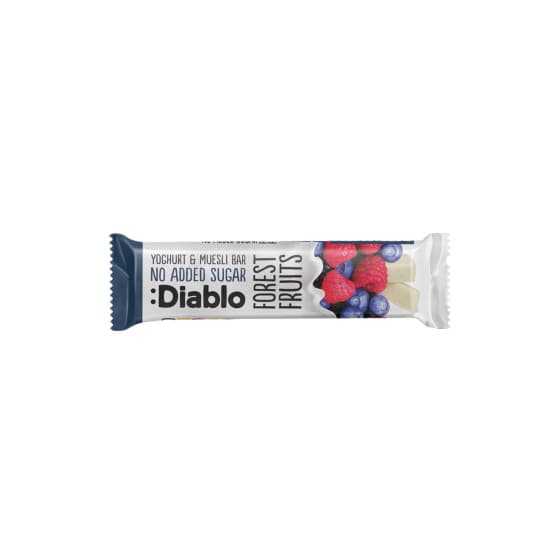 Müslibar med yoghurtöverdrag utan tillsatt socker Diablo Sugar Free Forest Fruit, 30 g – från Diablo – 21 kr – hos Coffee Friend