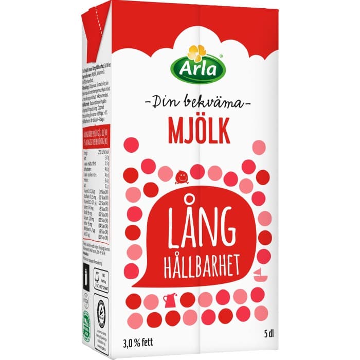 Arla Mjölk med Lång Hållbarhet 3% 0,5L – från Arla – 16 kr – hos Delitea