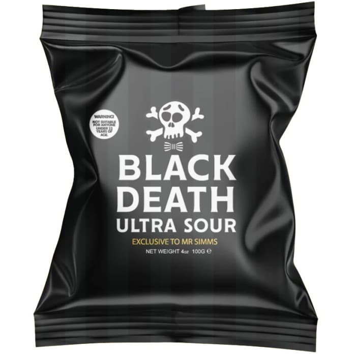 Mr Simms Black Death Ultra Sour 135g – från Mr Simms – 59 kr – hos Delitea