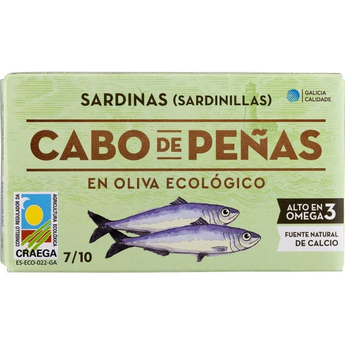 Cabo de Peñas Små Sardiner i Ekologisk Olivolja 85g – från Cabo de Peñas – 55 kr – hos Delitea