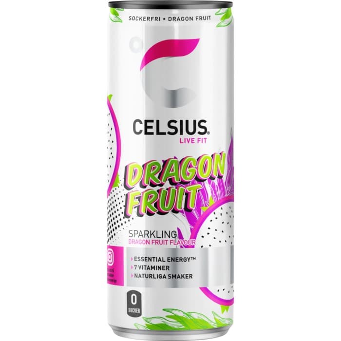 Celsius Dragon Fruit Energidryck 35,5cl – från Celsius – 24 kr – hos Delitea