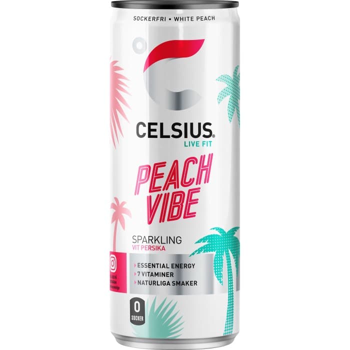 Celsius Peach Vibe White Peach Energidryck 35,5cl – från Celsius – 24 kr – hos Delitea