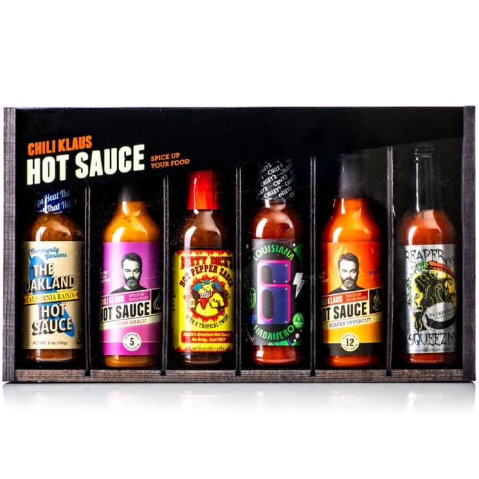 Chili Klaus Hot Sauces The Rack Gift Box – från Hot Ones – 1419 kr – hos Delitea