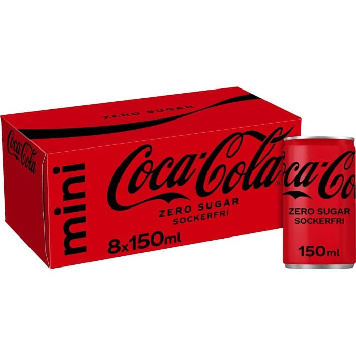 Coca-Cola Zero Mini Burk 8x15cl – från Coca-Cola – 50 kr – hos Delitea