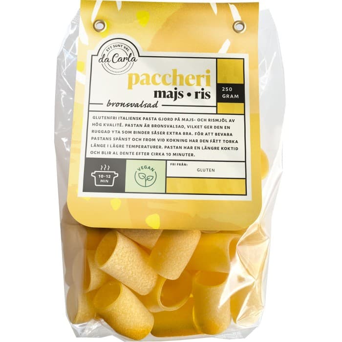 da Carla Paccheri Majs & Ris Glutenfri Pasta 250g