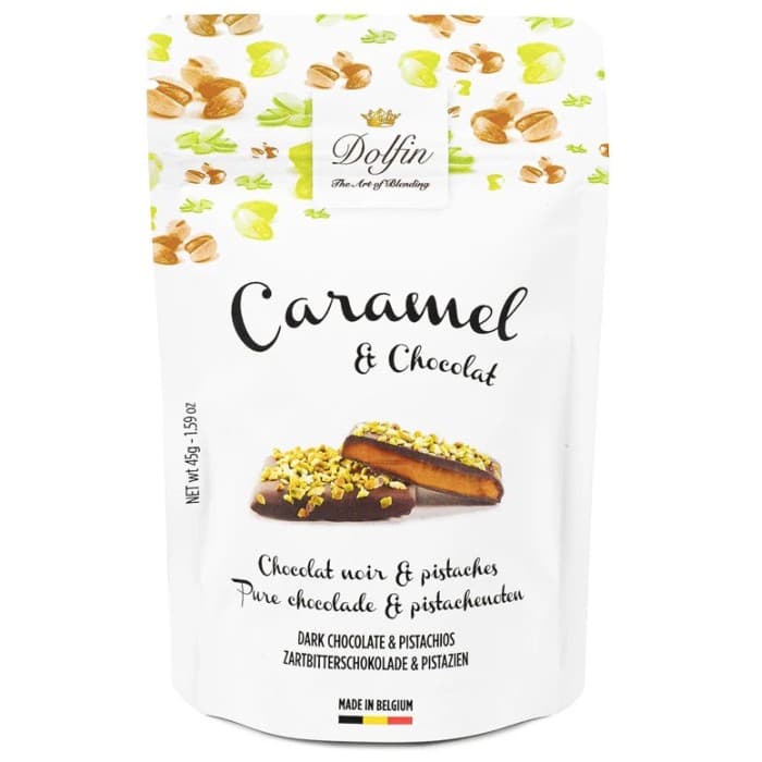 Dolfin Krokant Mörk Choklad med Pistage 45g från Dolfin – köp hos Delitea
