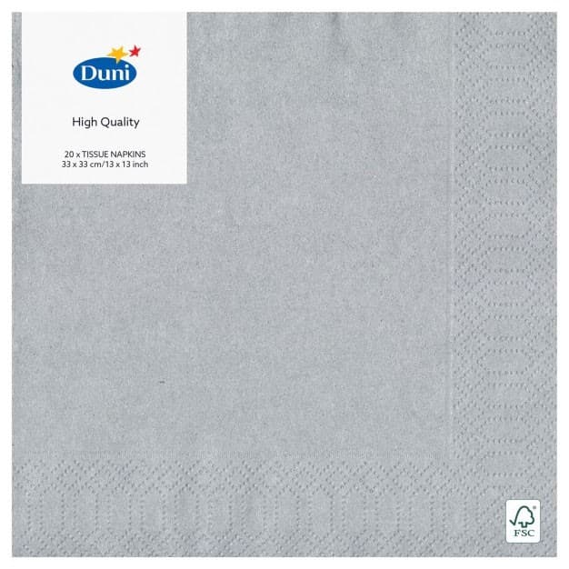 Duni Servetter Silver 33x33cm 20-pack