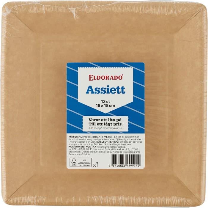 Eldorado Assiett Fyrkant Brun 12-pack