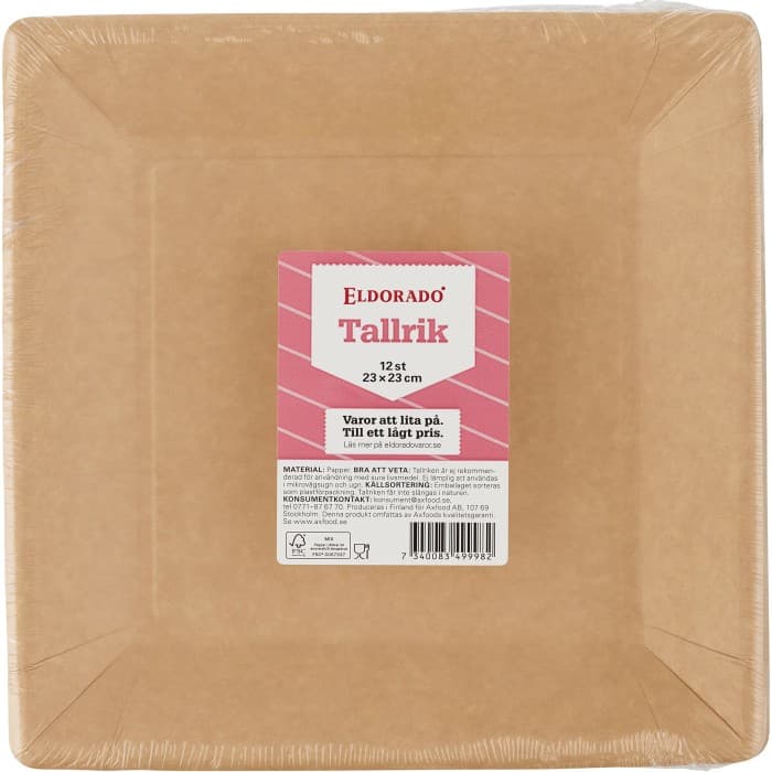 Eldorado Tallrik Fyrkant Brun 12-pack