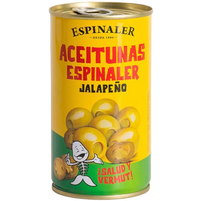 Espinaler Gröna Oliver Kärnfria med Jalapeños 350g
