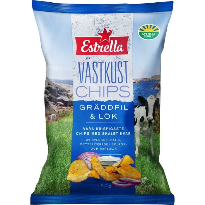 Estrella Västkustchips Gräddfil & Lök 180g