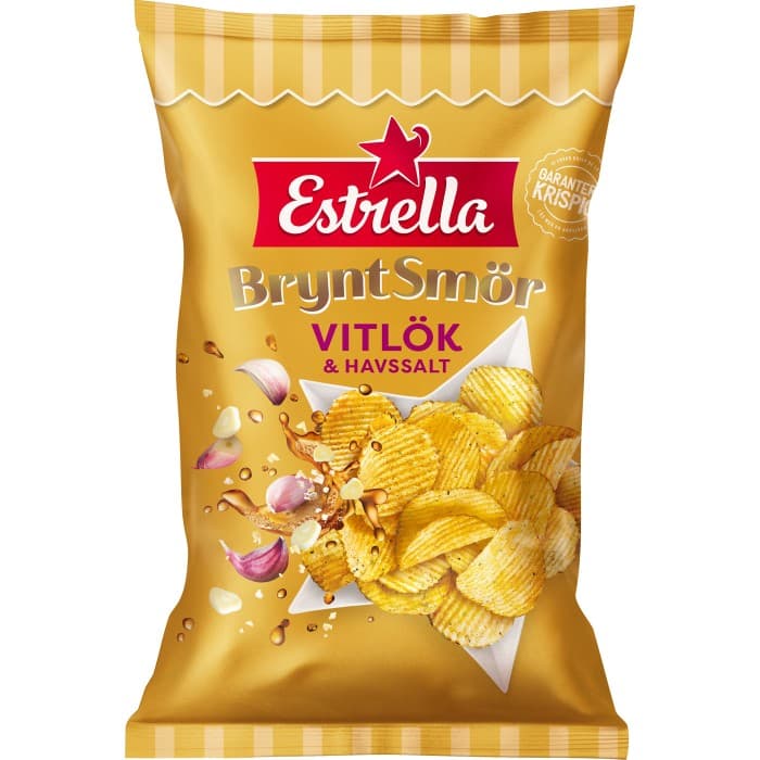 Estrella Chips Brynt Smör Vitlök & Havssalt 275g