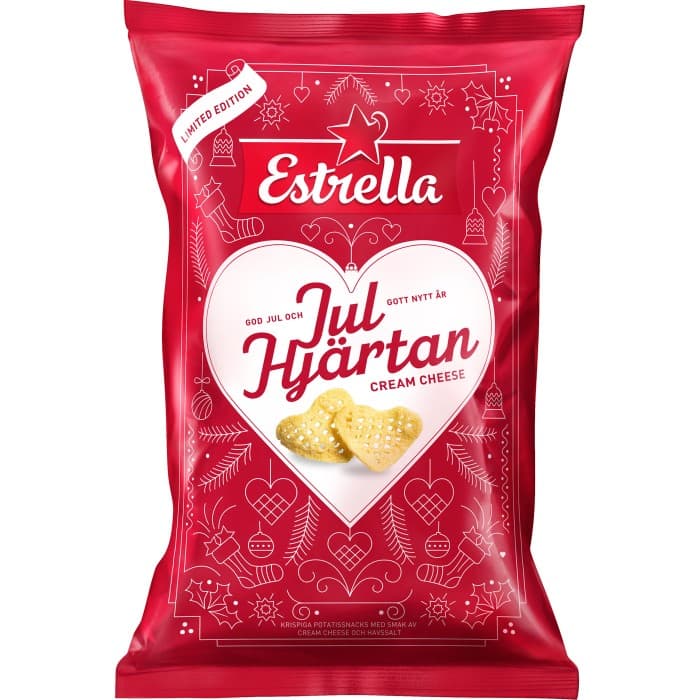 Estrella Julhjärtan Cream Cheese Smak Chips 85g