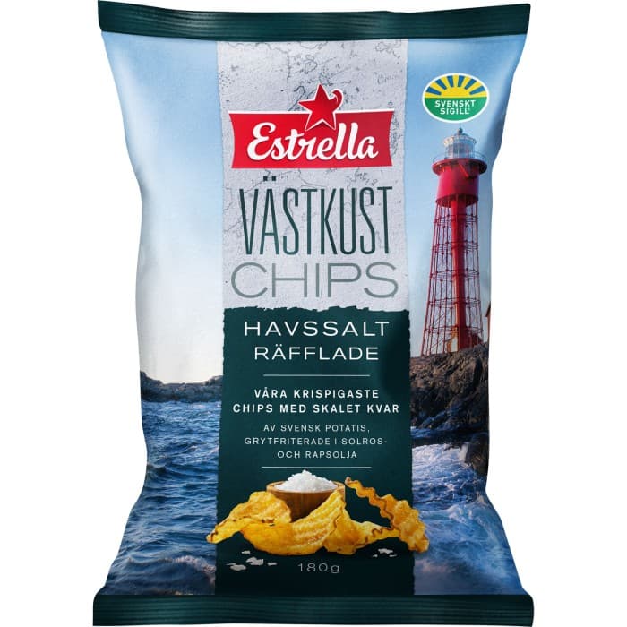 Estrella Västkustchips Havssalt Räfflade 180g från Estrella – köp hos Delitea