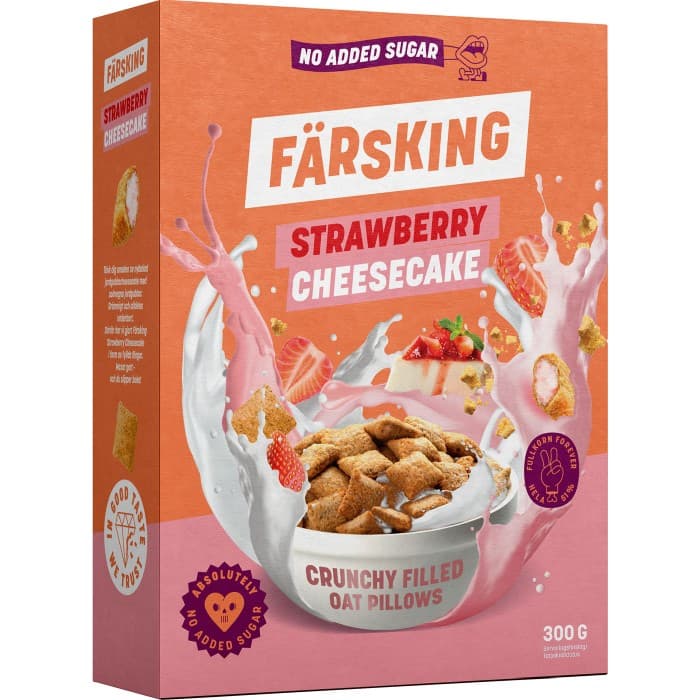 Färsking Strawberry Cheesecake Flingor 300g