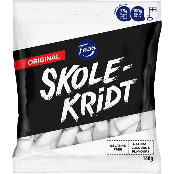 Fazer Skolekridt Original Lakrits 140g – från Fazer – 19 kr – hos Delitea
