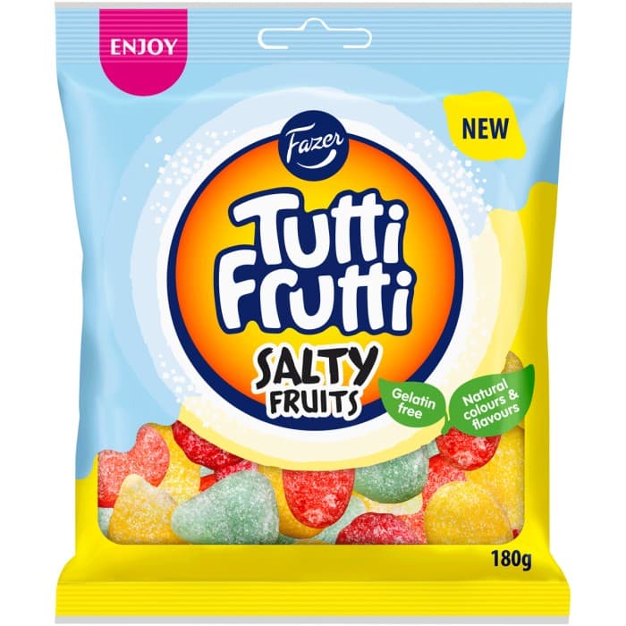 Fazer Tutti Frutti Salty Fruits 180g – från Fazer – 21 kr – hos Delitea