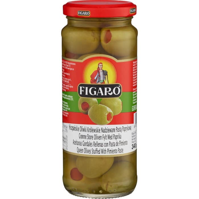 Figaro Stora Gröna Oliver med Paprika 340g