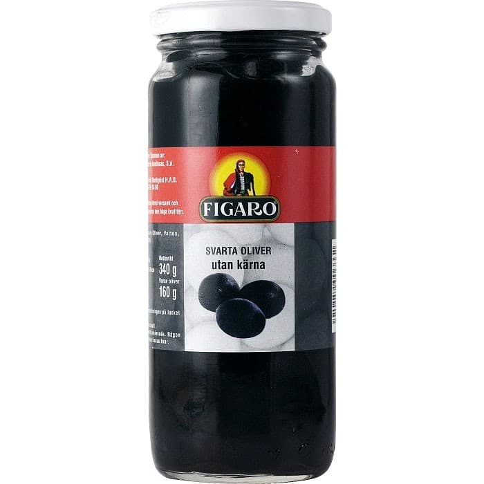 Figaro Svarta Oliver utan Kärnor 340g