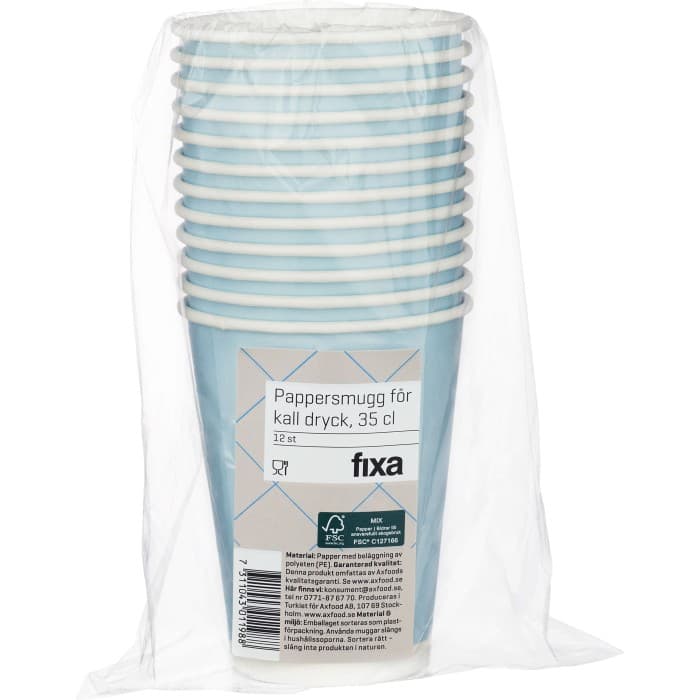 Fixa Pappersmugg Kalldryck 12st