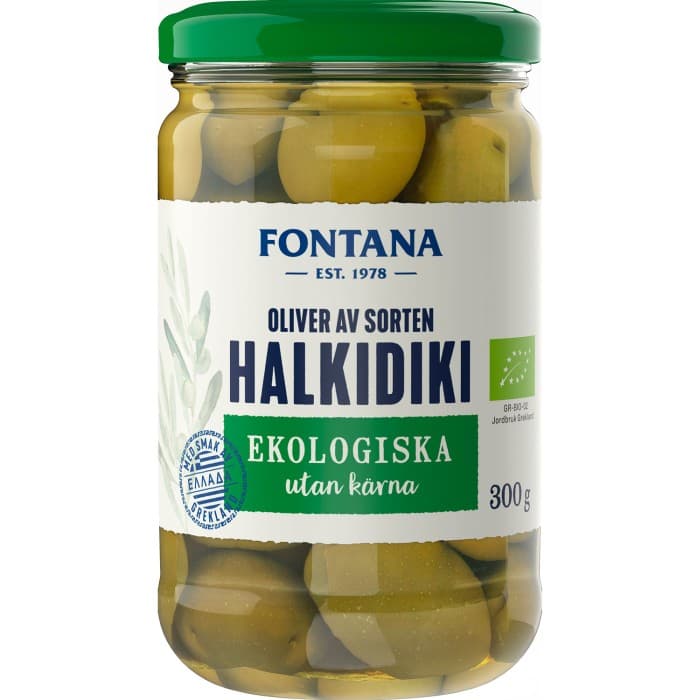 Fontana Halkidiki Ekologiska Oliver utan Kärnor 300g