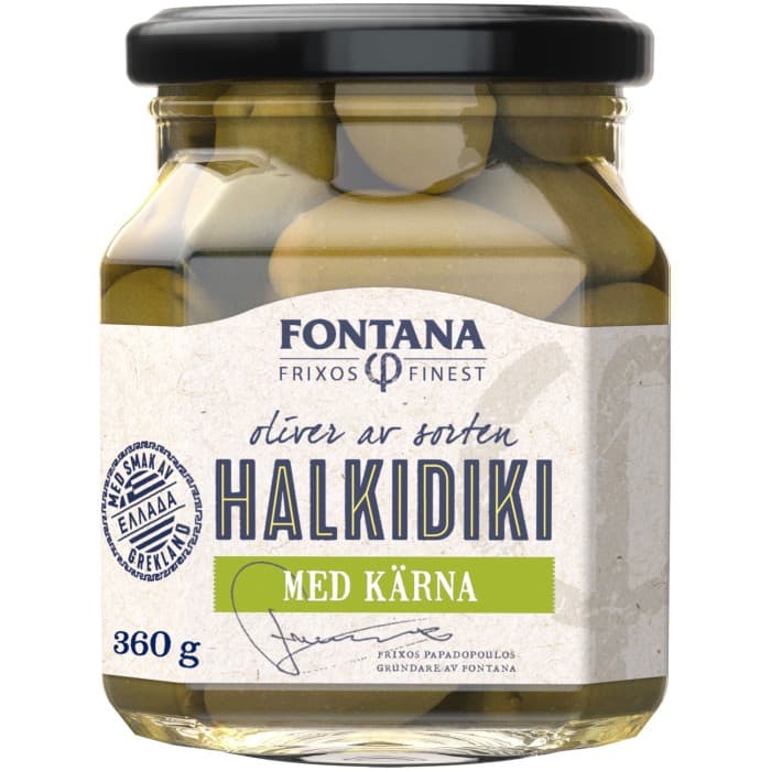 Fontana Oliver Halkidiki Gröna med Kärnor 380g