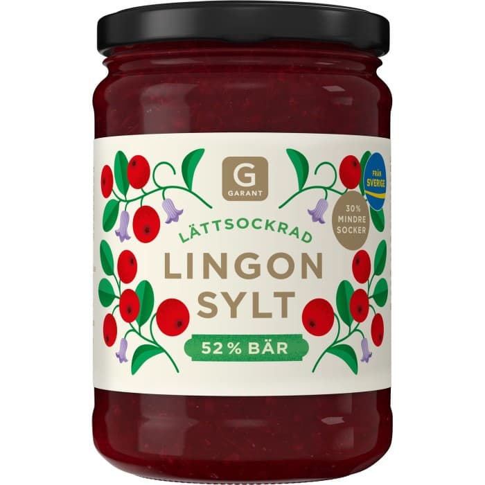 Garant Lingonsylt Lättsockrad 365g
